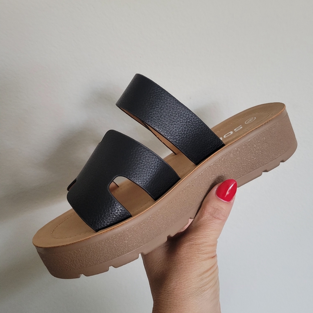 Platform Heel Black Sandal